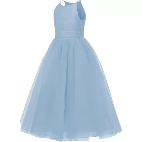 Abaowedding Flower Girls Tulle Chiffon Dresses Kids Wedding Party Pageant Ball GownsBlue