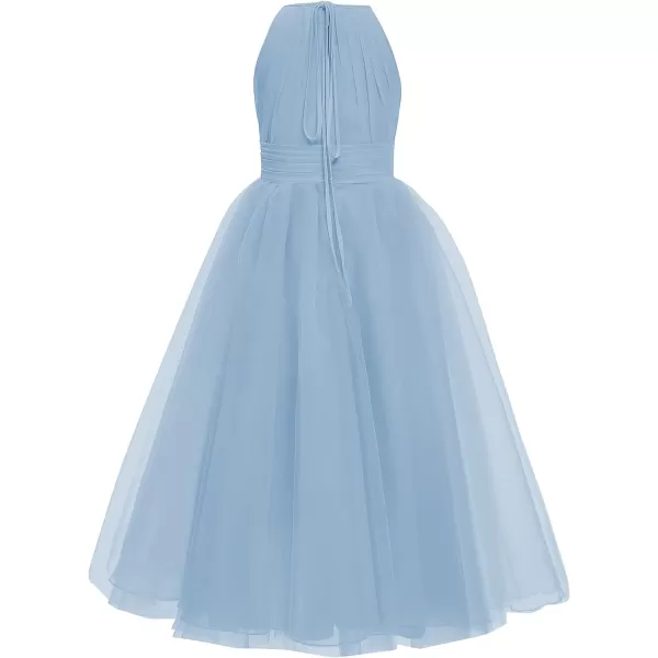 Abaowedding Flower Girls Tulle Chiffon Dresses Kids Wedding Party Pageant Ball GownsBlue