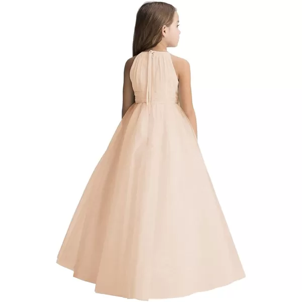 Abaowedding Flower Girls Tulle Chiffon Dresses Kids Wedding Party Pageant Ball GownsChampagne