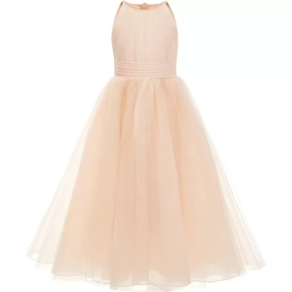 Abaowedding Flower Girls Tulle Chiffon Dresses Kids Wedding Party Pageant Ball GownsChampagne