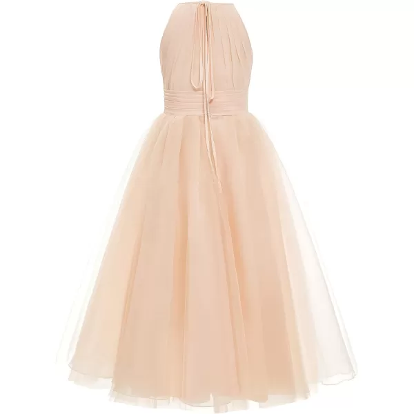 Abaowedding Flower Girls Tulle Chiffon Dresses Kids Wedding Party Pageant Ball GownsChampagne
