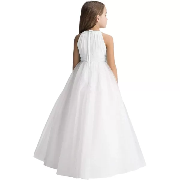 Abaowedding Flower Girls Tulle Chiffon Dresses Kids Wedding Party Pageant Ball GownsIvory