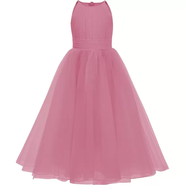 Abaowedding Flower Girls Tulle Chiffon Dresses Kids Wedding Party Pageant Ball GownsPink