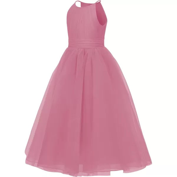 Abaowedding Flower Girls Tulle Chiffon Dresses Kids Wedding Party Pageant Ball GownsPink
