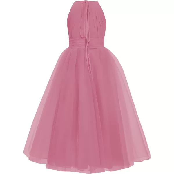 Abaowedding Flower Girls Tulle Chiffon Dresses Kids Wedding Party Pageant Ball GownsPink
