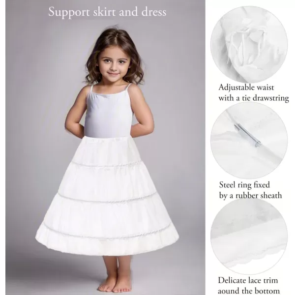 Abaowedding Girls 3 Hoops Petticoat Full Slip Flower Girl Crinoline SkirtBlack