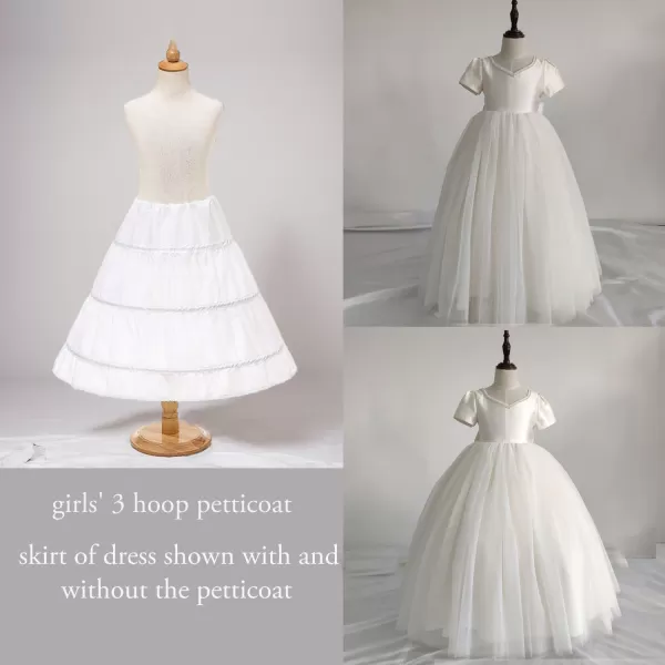 Abaowedding Girls 3 Hoops Petticoat Full Slip Flower Girl Crinoline SkirtBlack