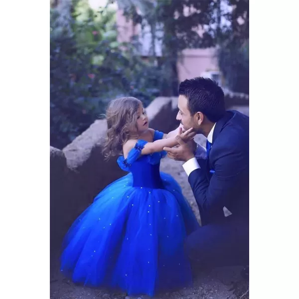 Abaowedding Lace VBack Flower Girl Dress Tutu Tulle Princess Party Dress with Satin SashRoyal Blue