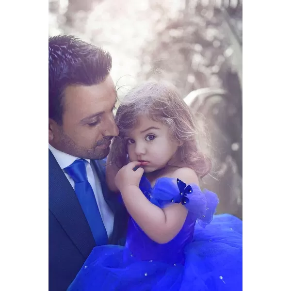 Abaowedding Lace VBack Flower Girl Dress Tutu Tulle Princess Party Dress with Satin SashRoyal Blue