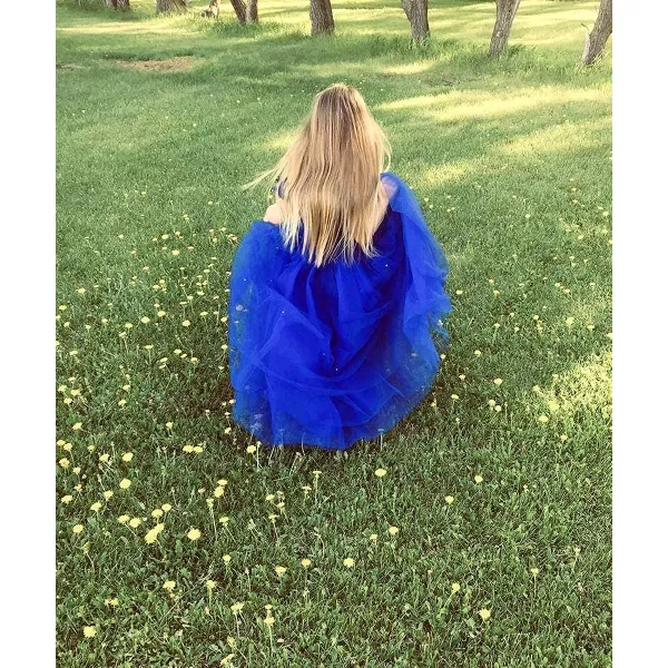 Abaowedding Lace VBack Flower Girl Dress Tutu Tulle Princess Party Dress with Satin SashRoyal Blue