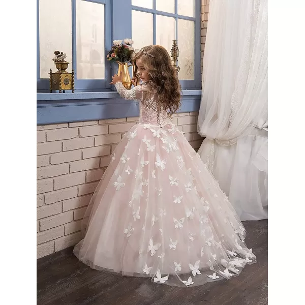 Abaowedding Lovely Flower Girl Dress Lace Long Sleeves Prom GownAqua