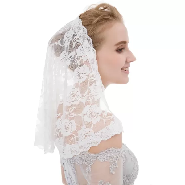 Abaowedding Veil Lace Mantilla Catholic Church Chapel Veil Head Covering Latin MassWhite