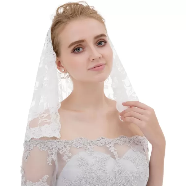 Abaowedding Veil Lace Mantilla Catholic Church Chapel Veil Head Covering Latin MassWhite