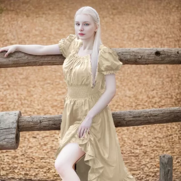 Abaowedding Women Renaissance Costumes Medieval Dress Victorian High Low DressApricot