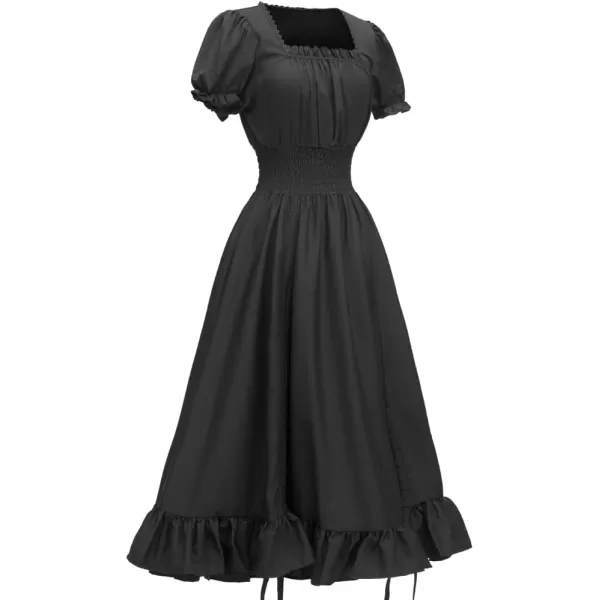 Abaowedding Women Renaissance Costumes Medieval Dress Victorian High Low DressBlack