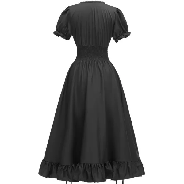 Abaowedding Women Renaissance Costumes Medieval Dress Victorian High Low DressBlack