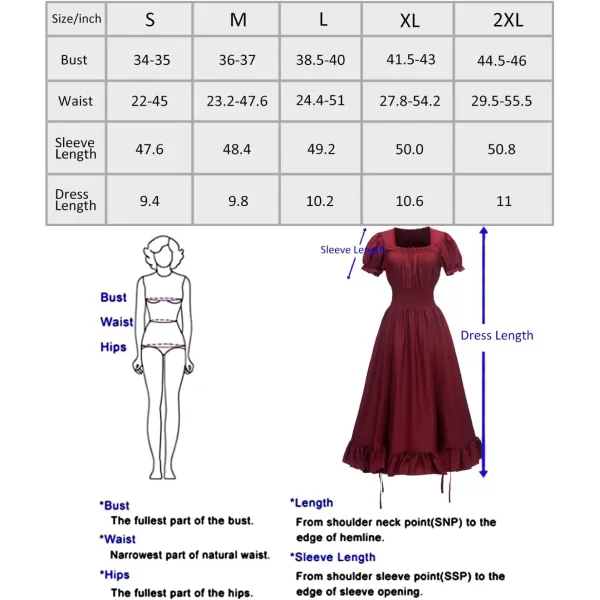Abaowedding Women Renaissance Costumes Medieval Dress Victorian High Low DressBurgundy