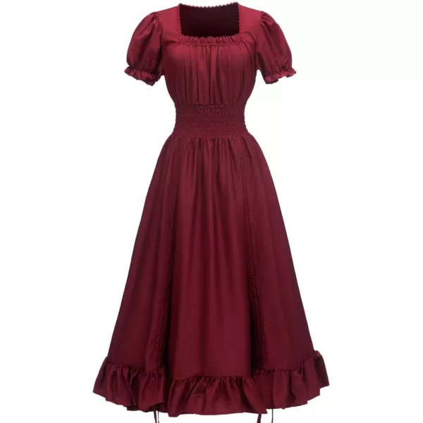 Abaowedding Women Renaissance Costumes Medieval Dress Victorian High Low DressBurgundy