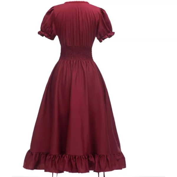 Abaowedding Women Renaissance Costumes Medieval Dress Victorian High Low DressBurgundy