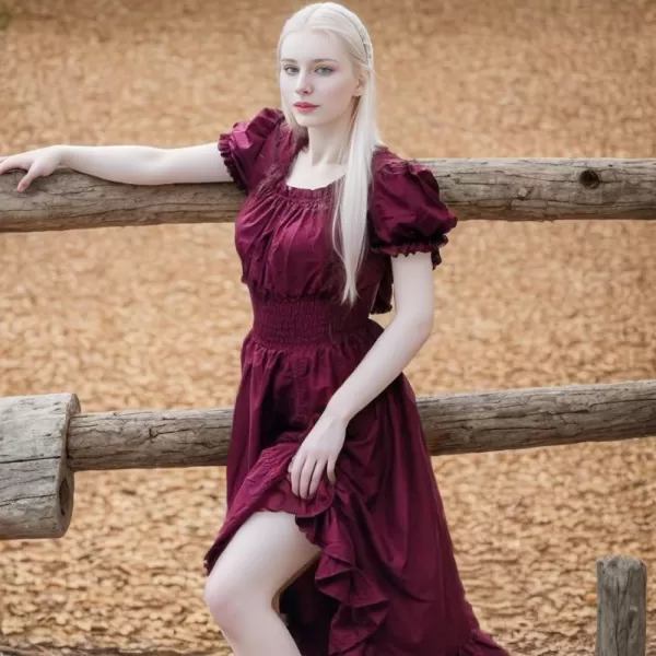 Abaowedding Women Renaissance Costumes Medieval Dress Victorian High Low DressBurgundy