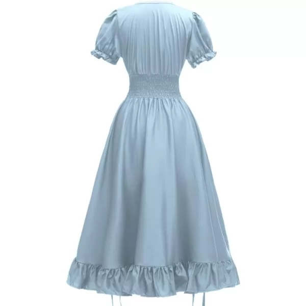 Abaowedding Women Renaissance Costumes Medieval Dress Victorian High Low DressLight Blue