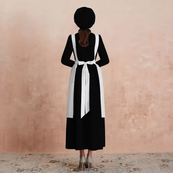 Abaowedding Womens American Pioneer Costume Dress Historical Modest Prairie Colonial Floral DressBlack
