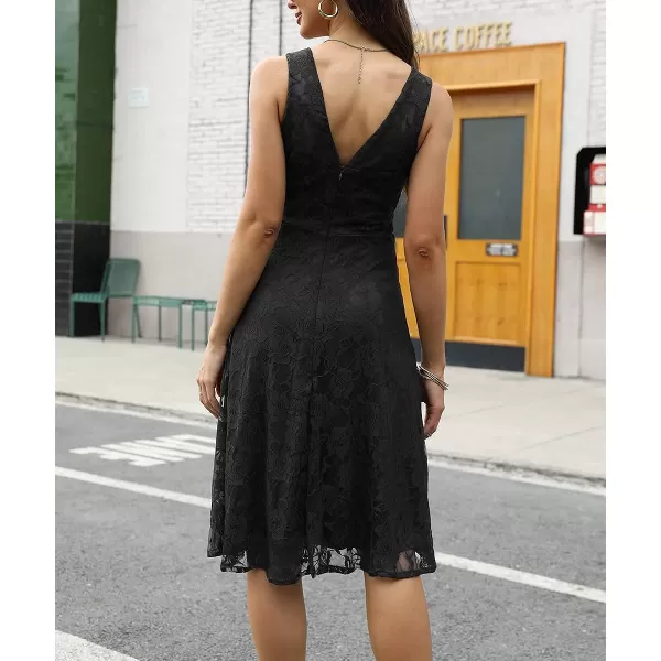 Abaowedding Womens Cocktail Dress Floral Lace Short Formal Wedding Bridal GownBlack