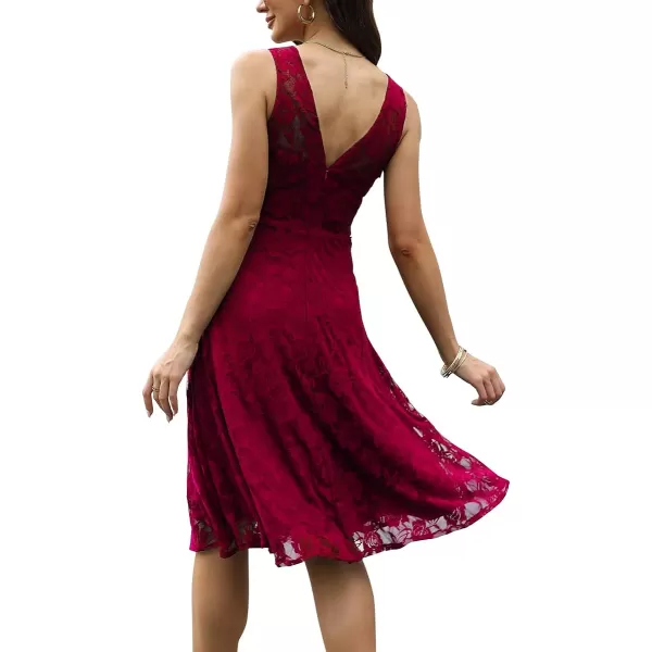 Abaowedding Womens Cocktail Dress Floral Lace Short Formal Wedding Bridal GownBurgundy