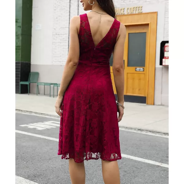 Abaowedding Womens Cocktail Dress Floral Lace Short Formal Wedding Bridal GownBurgundy