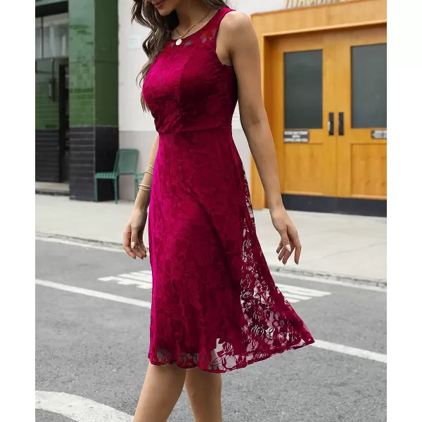 Abaowedding Womens Cocktail Dress Floral Lace Short Formal Wedding Bridal GownBurgundy