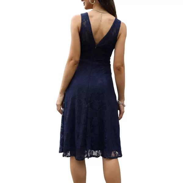 Abaowedding Womens Cocktail Dress Floral Lace Short Formal Wedding Bridal GownNavy Blue