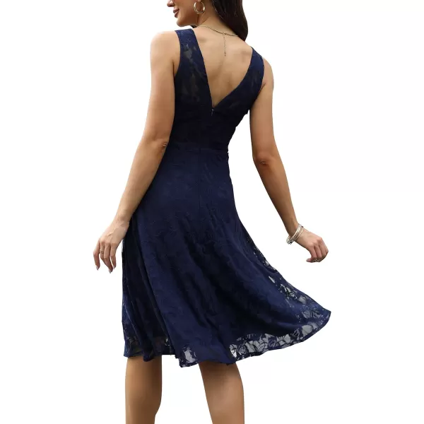 Abaowedding Womens Cocktail Dress Floral Lace Short Formal Wedding Bridal GownNavy Blue