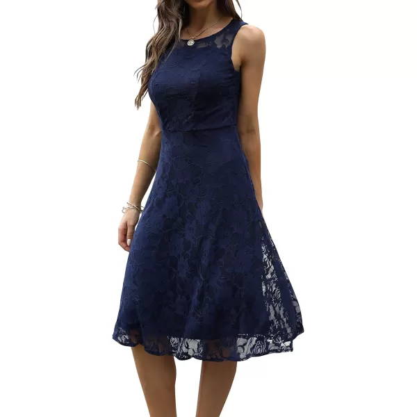 Abaowedding Womens Cocktail Dress Floral Lace Short Formal Wedding Bridal GownNavy Blue