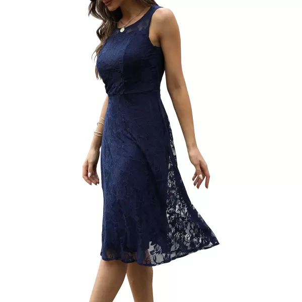 Abaowedding Womens Cocktail Dress Floral Lace Short Formal Wedding Bridal GownNavy Blue