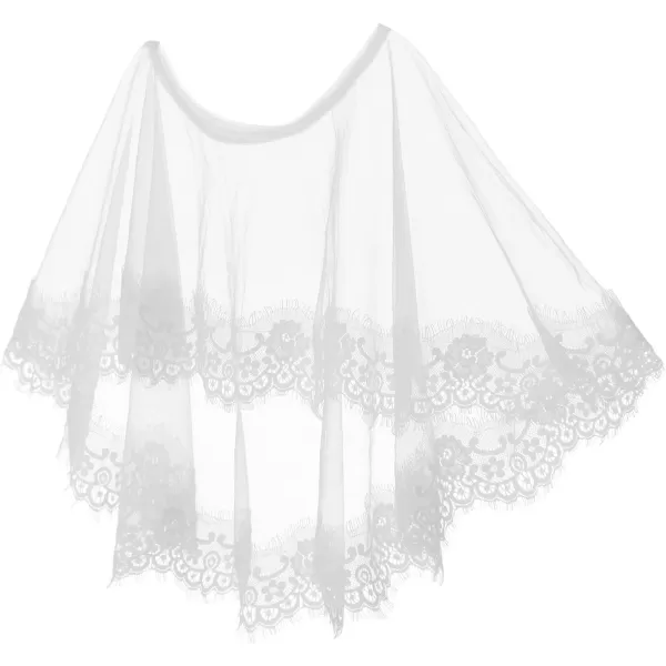 Abaowedding Womens Lace Embroidered Shrug Shawl Wrap Bolero Tulle Wedding Jacket for BrideIvory