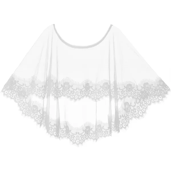 Abaowedding Womens Lace Embroidered Shrug Shawl Wrap Bolero Tulle Wedding Jacket for BrideIvory