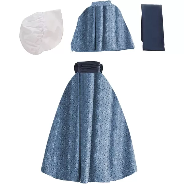 Abaowedding Womens Victorian Pioneer Costume Dress Civil War Prairie Colonial Floral DressBlue