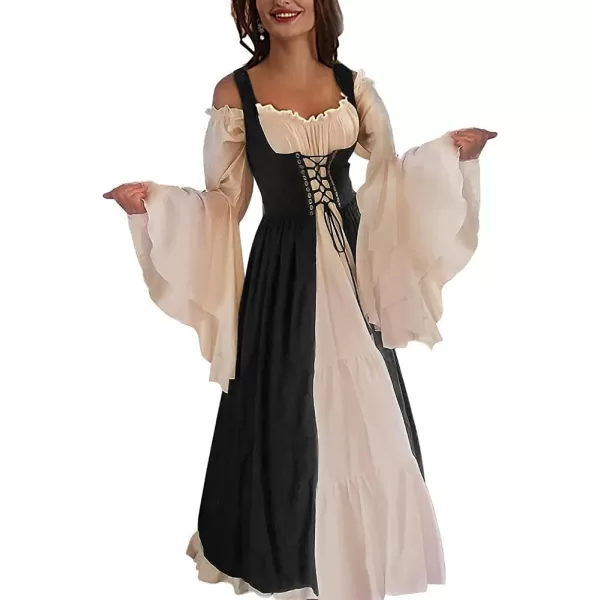 Abaowedding Womenss Medieval Renaissance Costume Cosplay Over DressBlack