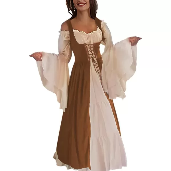 Abaowedding Womenss Medieval Renaissance Costume Cosplay Over DressBurnt Orange