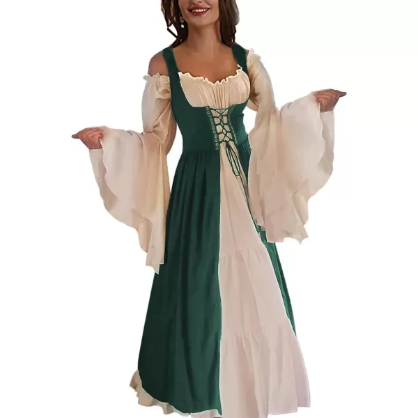 Abaowedding Womenss Medieval Renaissance Costume Cosplay Over DressDark Green