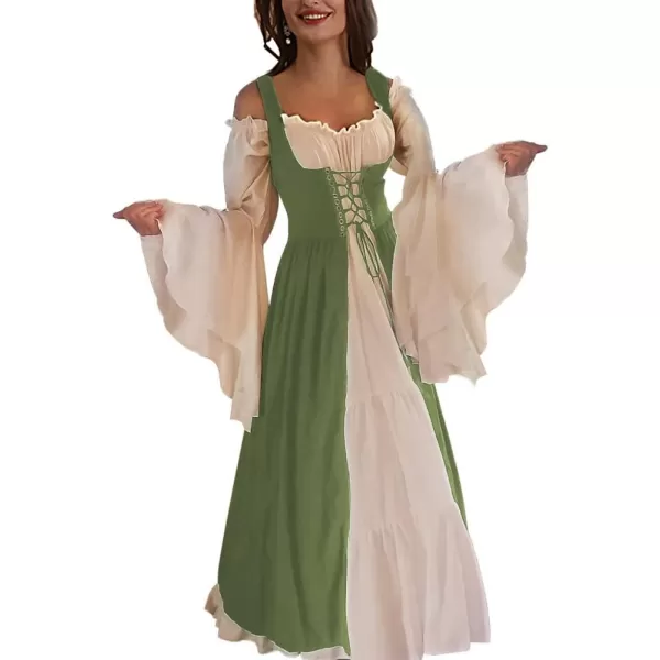 Abaowedding Womenss Medieval Renaissance Costume Cosplay Over DressGreen