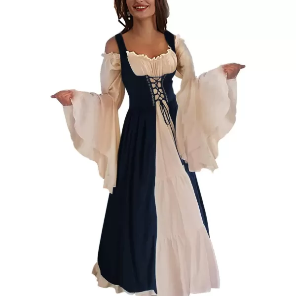 Abaowedding Womenss Medieval Renaissance Costume Cosplay Over DressNavy Blue