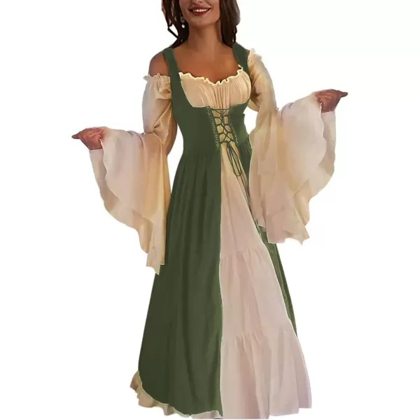 Abaowedding Womenss Medieval Renaissance Costume Cosplay Over DressOlive