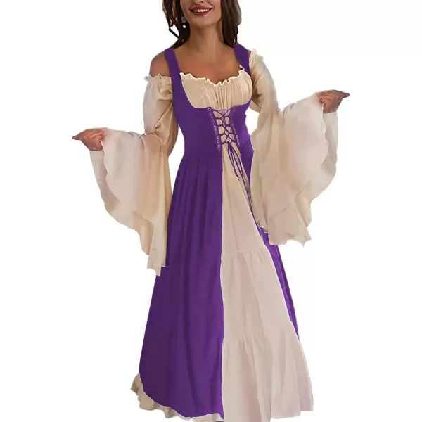 Abaowedding Womenss Medieval Renaissance Costume Cosplay Over DressPlum