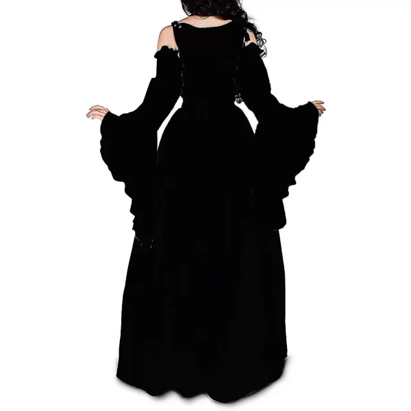 Abaowedding Womenss Medieval Renaissance Costume Cosplay Over DressPure Black