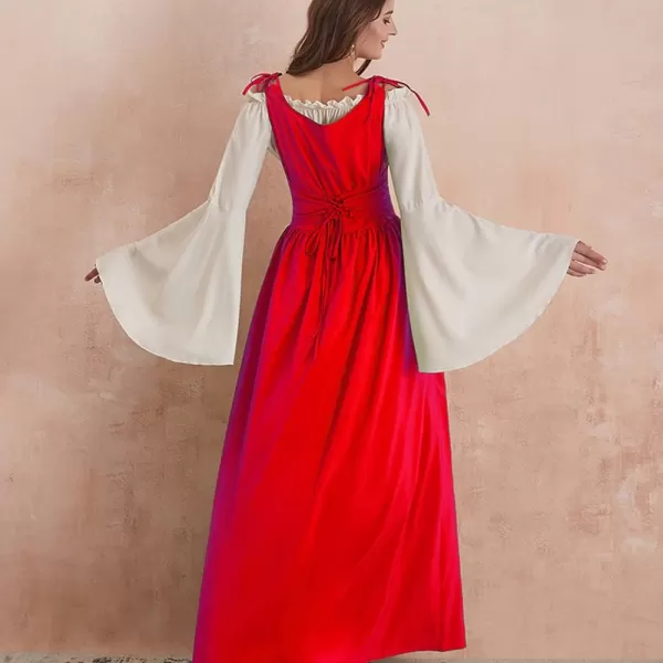 Abaowedding Womenss Medieval Renaissance Costume Cosplay Over DressRed