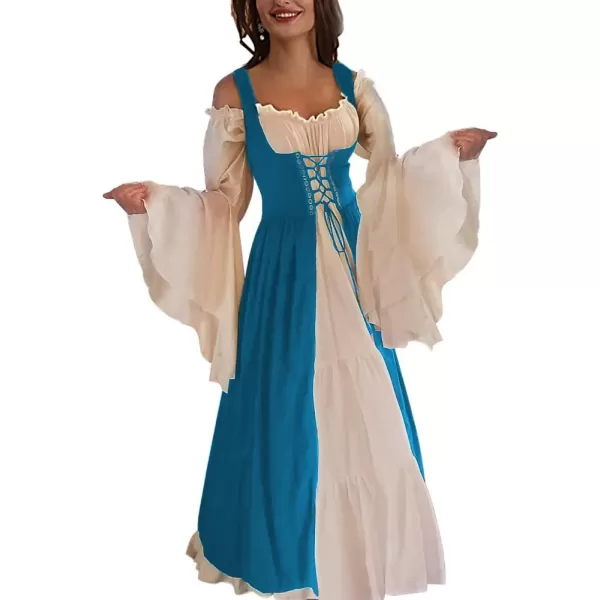 Abaowedding Womenss Medieval Renaissance Costume Cosplay Over DressTeal