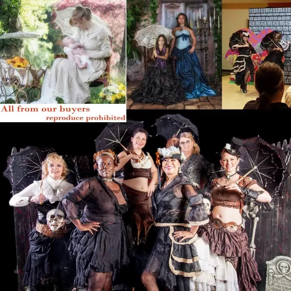 Lace Wedding Umbrella Parasol For Bride Cotton Fashion Wooden Handle Decoration Umbrella BlackBlack