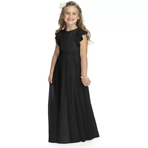 Abaowedding Fancy Chiffon Flower Girl Dresses Flutter Sleeves Junior Bridesmaid DressBlack