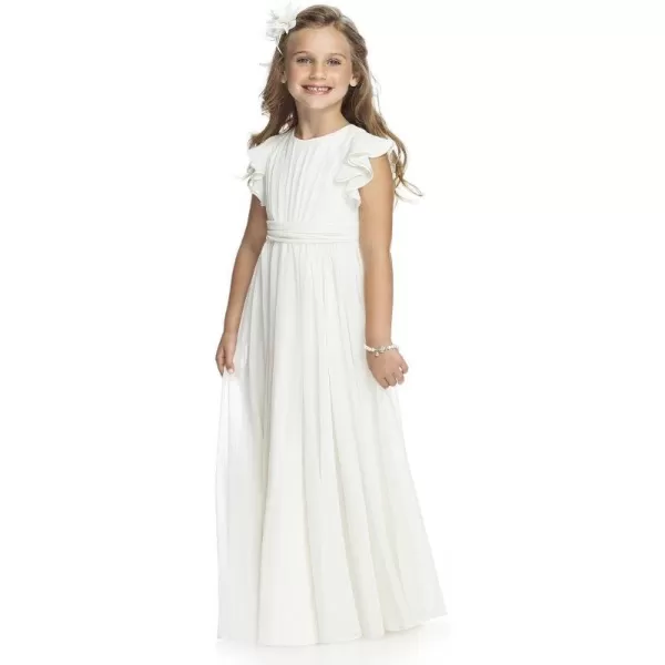 Abaowedding Fancy Chiffon Flower Girl Dresses Flutter Sleeves Junior Bridesmaid DressIvory